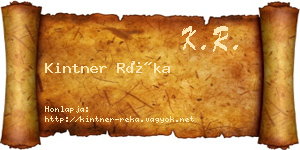 Kintner Réka névjegykártya